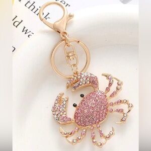 Pink Rhinestone Crab Bag Charm